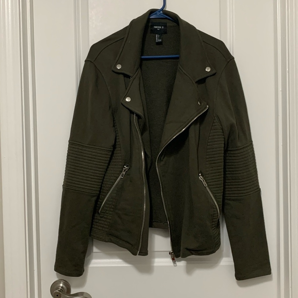 Forever 21 Olive Green Moto Jacket